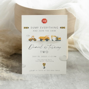 Dump Everything Construction Birthday Invitation EDITABLE Dump Trucks Party Invitation Template Join our Crew, Birthday Boy Invite Download