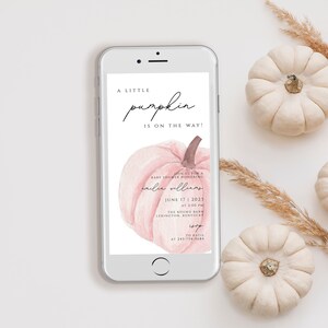 Fall Baby Shower Evite, Little Pumpkin Baby Shower Text Invitation, Electronic Invitation Template Editable, Digital Download Shower Invite