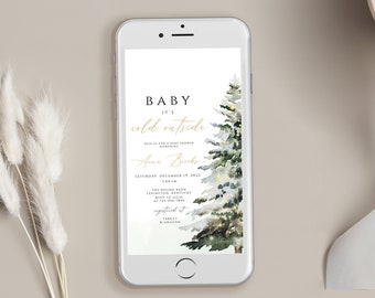 Baby it's Cold Outside Baby Shower Electronic Invitation, Winter Baby Shower Text Invitation, Baby Shower Editable Evite Template, Digital
