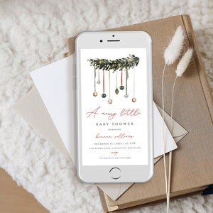 A Merry Little Baby Shower Electronic Invitation, Christmas Baby Shower Evite, Winter Baby Shower Digital Invite, Text Message, Mobile Phone