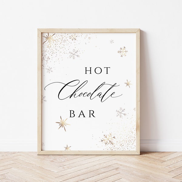 Hot Chocolate Bar Sign, Hot Chocolate Bar Party Sign, Winter Baby Shower, Snowflake, Winter ONEderland Table Sign, Instant Download