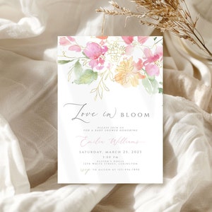 floral minimalist Bridal Shower Invitation, flowers bridal shower Invitation, elegant floral bridal Shower Invite