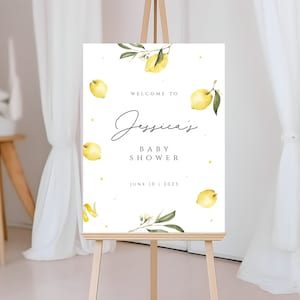 Cartello di benvenuto per baby shower al limone, cartello di benvenuto dolce alle bacche, cartello per baby shower, cartello modificabile, cartello per baby shower alle bacche, cartello con poster di benvenuto, LBSH01
