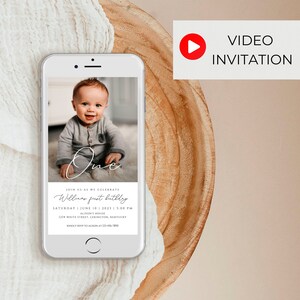 video 1st Birthday Invite Template, First Birthday video Evite, First Birthday Invite Digital Photo Invite Photo Birthday video Invitation