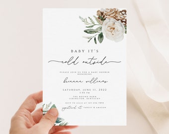 Editable Winter Baby Shower Invitation Baby It's Cold Outside Invitation Template Christmas Baby Shower Printable Editable Instant Download