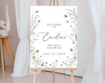 Bridal Shower Welcome Sign, Wildflower Welcome Sign Poster, Wedding Floral bridal shower Sign, Wildflower bridal shower welcome, WFBSH14