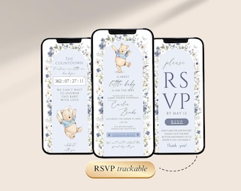 Winnie the Pooh floral arch boy Baby Shower Digital Invitation RSVP template, We Can Bearly Wait Editable Teddy Bear, trackable rsvp, WP004