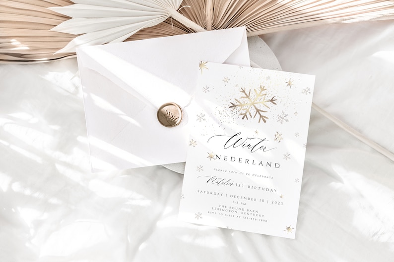 Winter Onederland Invitation Template With Photo Snowflake Etsy