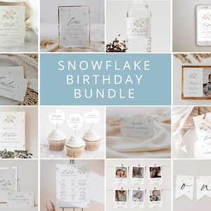 Winter snowflake Invitation Bundle, Onederland Snowflake Winter 1st Birthday Bundle, Winter Wonderland 1st Birthday Invitation Bundle Pack
