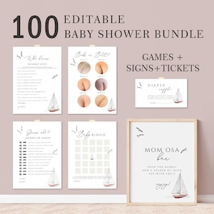 100 bewerkbare nautische babyshowergames, ahoi it's a boy babyshowergames, mariene babyshowergames, nautische baby, zeilbootbaby ABSH02