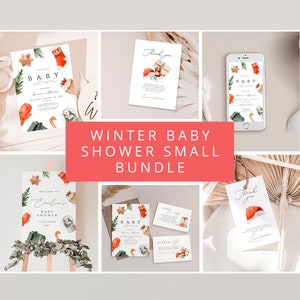 Christmas baby shower Invitation Bundle, Winter Christmas baby shower, xmas Baby Shower, December Baby Shower, Cold outside Baby Shower