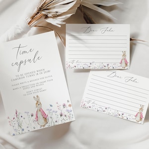 Peter Rabbit Time Capsule Template, Kaninchen Erster Geburtstag Time Capsule, Bunny Boy Time Capsule Cards 1st Bday, PRFB03