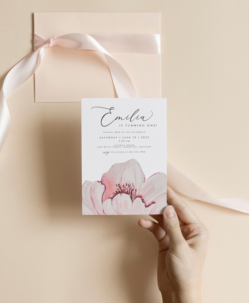 1st Birthday Invitation Girl Template First Birthday Etsy