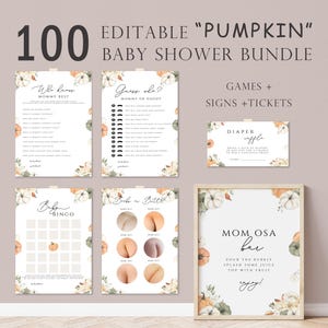 100 Editable pumpkin Baby Shower Games and signs,  little pumpkin  baby shower games, pumpkin Baby Shower Games, pump02