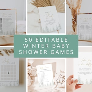 50 bearbeitbare Winter Baby Shower Spiele, Weihnachten Baby Shower Spiele, Winter Baby Shower Theme, geschlechtsneutral, Winter onederland Baby Shower