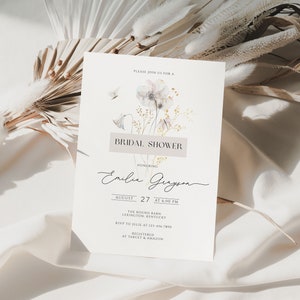 elegant floral bridal Shower Invite, floral minimalist Bridal Shower Invitation, flowers bridal shower Invitation, image 4