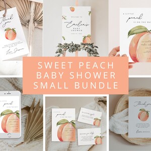 Peach baby shower Invitation Bundle, A sweet peach is on the Way, Sweat peach Baby Shower Invitation Bundle, peach baby shower girl, PBSH02