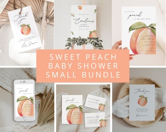 Peach baby shower Invitation Bundle, A sweet peach is on the Way, Sweat peach Baby Shower Invitation Bundle, peach baby shower girl set