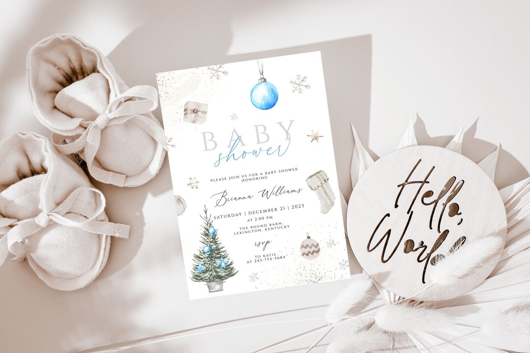 Invitación de baby shower de niño de Navidad de invierno, invitación de ...