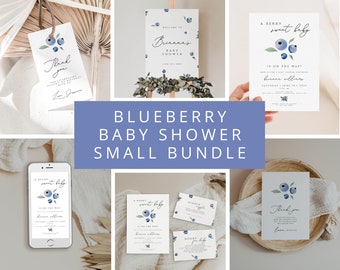 Bundle d'invitations pour baby shower aux myrtilles, Un bébé doux aux baies est sur le chemin, brunch de bébé aux myrtilles, invitation vidéo pour baby shower aux myrtilles