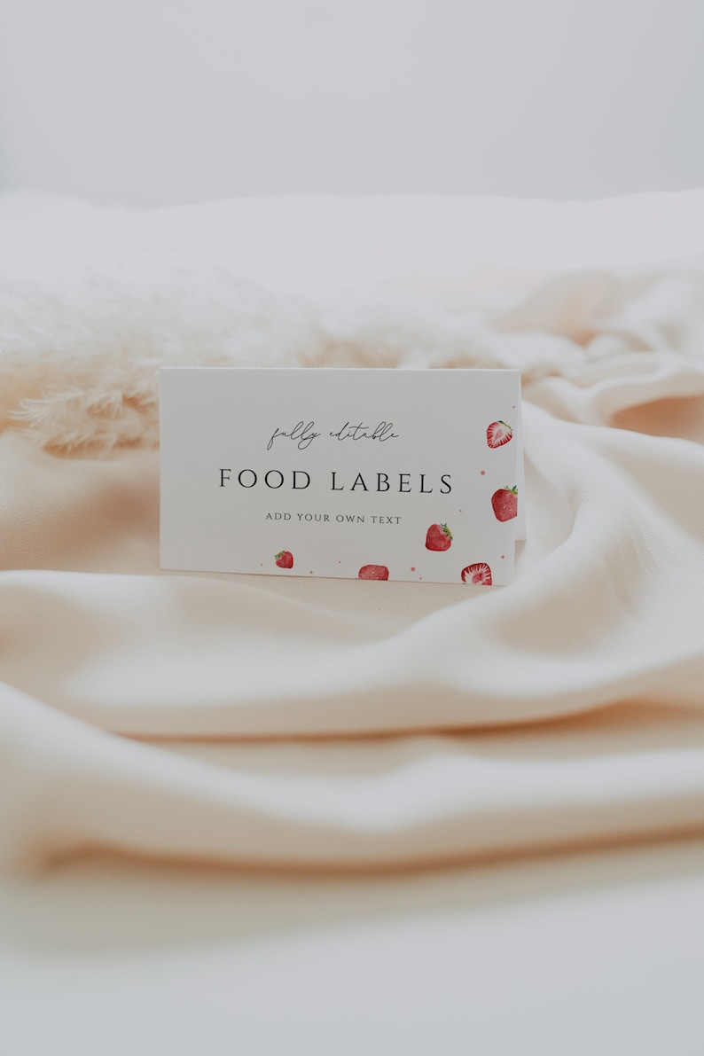 Berry Food Card Template Strawberry Food Labels Tent Cards Etsy