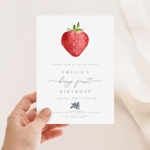 Berry Birthday Invitation Template, Berry First Birthday Invitation, Berry 1st Birthday Invite, Girl Birthday Party Invitation