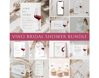 Vino Before Vows Bridal Shower Invitation Bundle, Wine bridal Shower Invite, red vino bridal Shower, wine bridal shower  Games, REDVINO