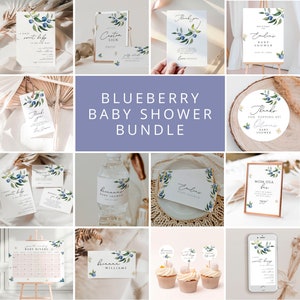 Blueberry Baby Shower Invitation Bundle, sweat berry  Baby Shower Invitation Set, berry Baby Shower bundle, Blueberry Baby Shower Games
