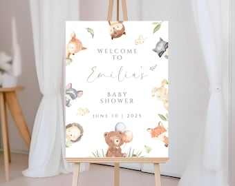 woodland Baby Shower Welcome Sign, forest animals Baby Shower Welcome Sign, woodland animals Baby Welcome Sign, Baby Shower Sign, WOBSH03