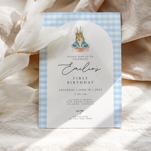 Peter Rabbit Birthday Invitation, Peter Rabbit 1st Birthday Invite, a ...
