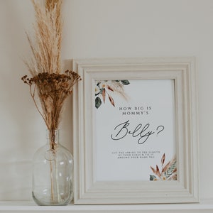Boho Pampas Baby Shower String Game Sign Pampas Grass Gender Neutral ...