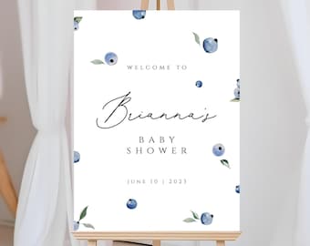 Blueberry Baby Shower Sign, Welcome Sign Baby Shower, Berry Sweet, Baby Shower Sign, Blueberry Welcome poster, sweet berry boy welcome, BBS2