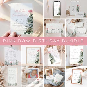 Winter Onederland girl invitation bundle, Snowflake Birthday, Christmas Birthday Invite, Winter Wonderland 1st Birthday bundle, WINTERGIRL1