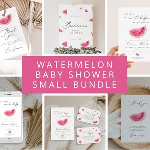 Watermelon baby shower Invitation Bundle, A Berry Sweet Baby is on the Way, Watermelon baby brunch, Watermelon baby shower video invitation
