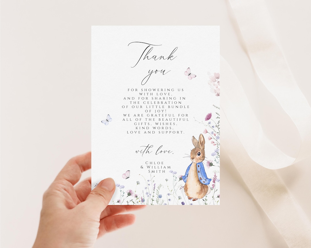 Peter Rabbit Thank You Card, Classic Peter Rabbit Thank You Card, a ...