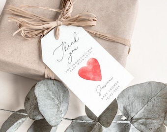 Valentine Baby Shower Favor Tag, Heart  Baby Shower, pink heart Baby Shower Thank You Tags, Printable Favor Tag, pink baby shower Favor Tag
