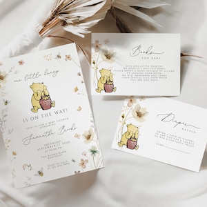 Winnie the Pooh Baby Shower invitation set, Little Hunny Baby Shower Invitation Bundle, Classic Winnie the Pooh Baby Baby invite, WPB02