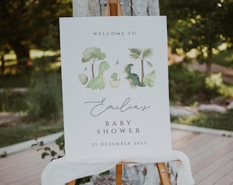 Dinosaur Baby Shower Welcome Sign, Dino Baby Shower Welcome Sign, Boy Dinosaur Baby Welcome Sign, Baby Shower Editable Sign