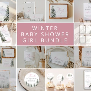 Winter Girl Baby Shower Invitation Bundle, Baby Its Cold Outside winter pink baby Shower invite Set, Winter Baby Shower Decorations & Games