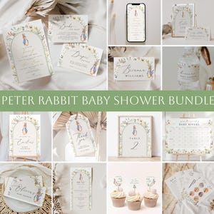 Pacchetto baby shower Peter Rabbit, un coniglietto è nel pacchetto, pacchetto baby shower Bunny gender neutral, set di inviti Peter Rabbit, CPRB05