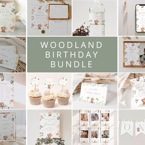 Wild One 1st Birthday woodland Animals bundle, Wild One forest animals Birthday invite, Wild One first birthday Decor, wild one forest party