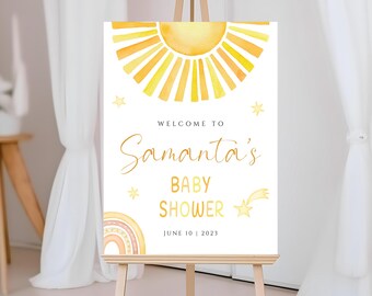 Sunshine Baby Shower Willkommensschild, Boho Sun Willkommensschild, Sonnenschein Baby Shower Willkommen Poster, unser kleiner Sonnenschein, SBH01