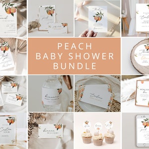 Pfirsich Babypartyeinladung Set, Sweat Peach Babypartyeinladung Set, Mädchen Babyparty Bundle, Babypartyspiele
