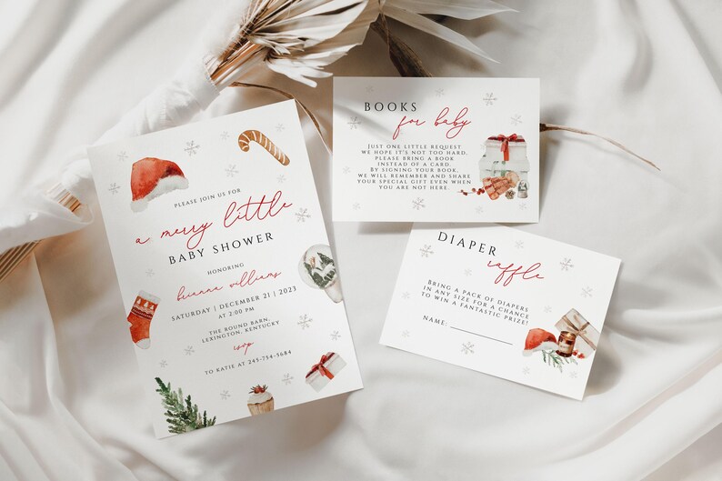 A Merry Little Baby Shower Invitation Bundle, Christmas Baby Shower