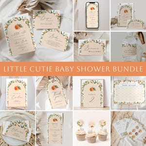 Little Cutie Baby Shower Invitation Bundle, Citrus Baby Shower Invitation Set, Oranges Baby Shower Decorations, Baby Shower Games, LCBSH01