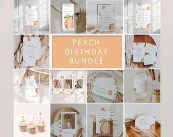 Pacchetto di inviti per il compleanno Sweet as a Peach, Pacchetto per ragazze Sweet Peach 1° compleanno, Decorazioni per il primo compleanno Peach, One Sweet Peach