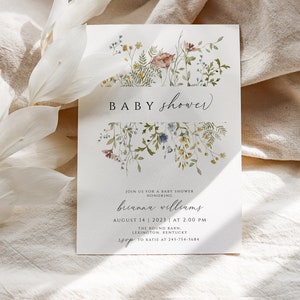 Baby in Bloom Baby Shower Invitation, wildflower Baby Girl Shower Invitation, Baby in Bloom Invitation Template, Floral Baby Shower