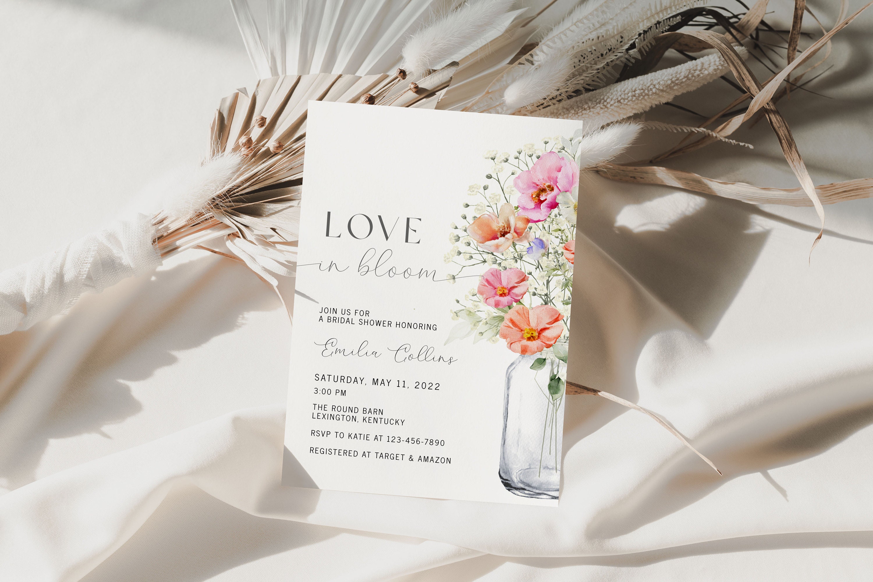 Love in Bloom Bridal Shower Invitation, Rustic Floral Bridal Shower  Invitation, Pink Flowers Bridal Shower Invite - Etsy