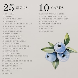 100 Editable blueberry Baby Shower Games and signs, blueberry baby shower games Baby Shower Games, berry Games Set Baby Games image 5