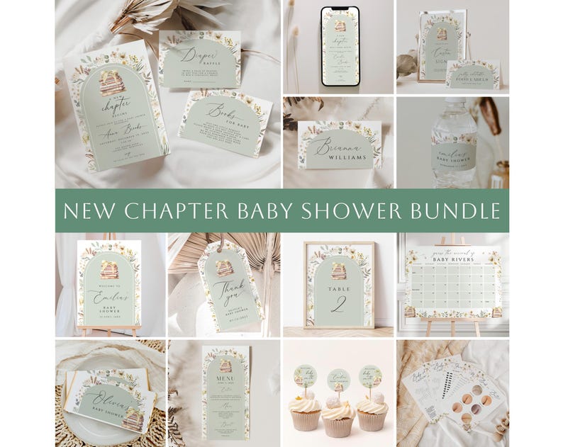 Storybook Baby Shower Bundle, A New Chapter Begins gender neutral Baby Shower Invite, A new chapter will soon, Book Baby Shower, CBSH08